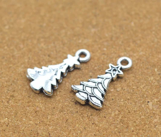 100 шт. Очаровательные Подвески в виде рождественской елки звезды античное