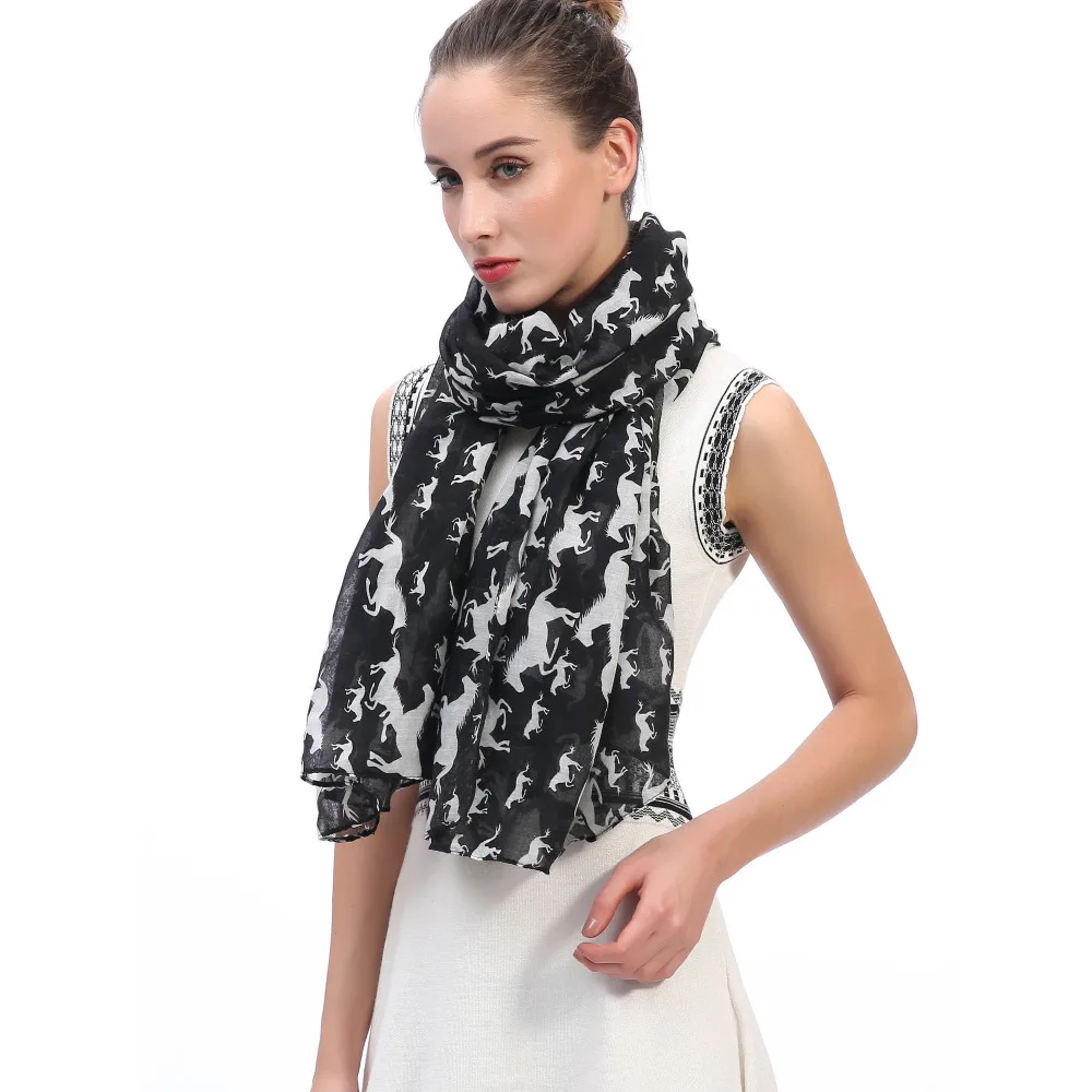 Женский шарф с принтом лошадей шаль мягкая легкая Подарочная идея|women scarf shawl|women