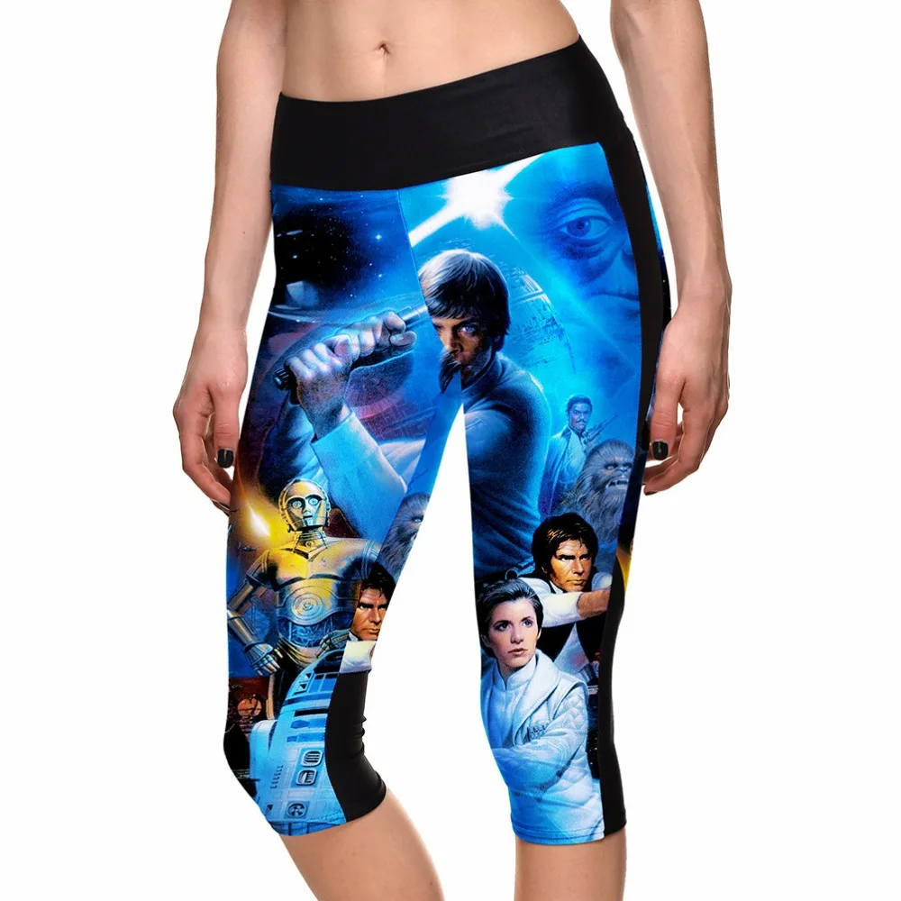 2015 брендовые леггинсы короткие Звездные войны цифровая печать тонкие джеггинсы