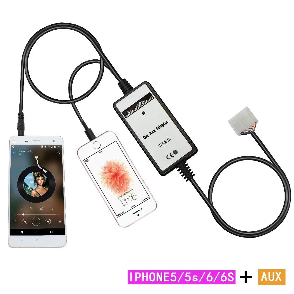 

Car Phone Mp3 Player AUX Adapter 3.5mm for iphone Charger Car AUX Adapter for Toyota (5+7) Corolla Avensis Camry Yaris QX196