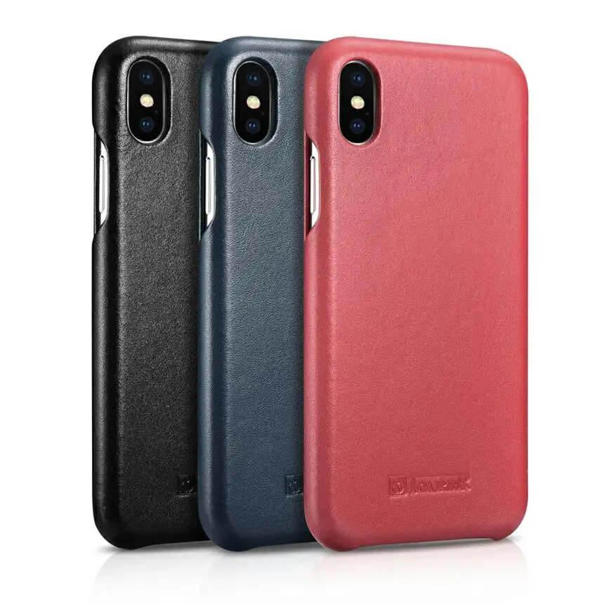 Роскошный чехол iCarer из натуральной кожи с закругленными краями для iPhone XR XS Max 7 8 Plus