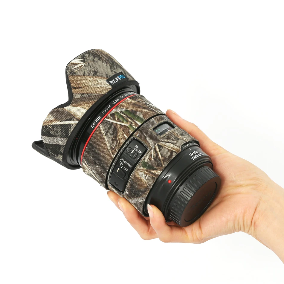 Линзы rolanpro камуфляжное пальто дождевик для Canon EF 24 105 мм f4L IS USM защитный рукав