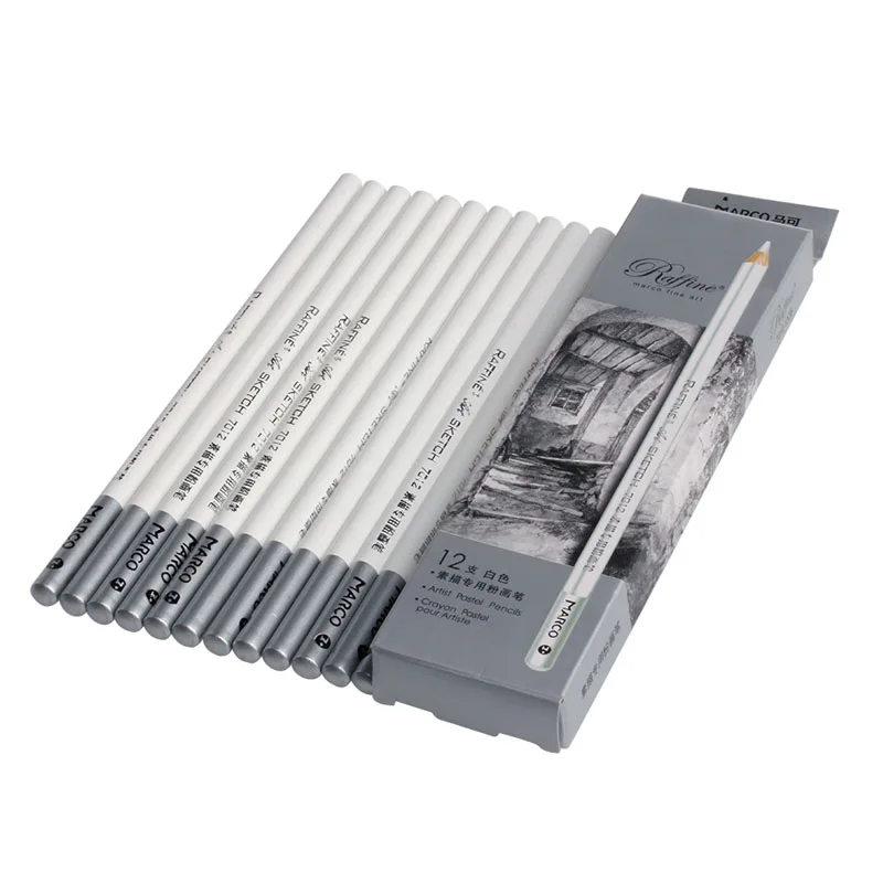 12 шт. набор белых нетоксичных пастельных карандашей для художественного