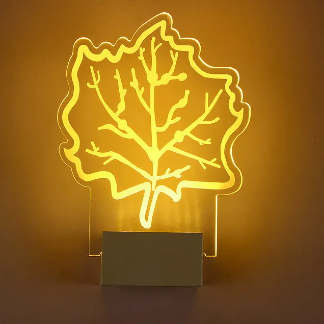 

Free shipping indoor maple leaf LED wall lamp bed room night light 220V 8W