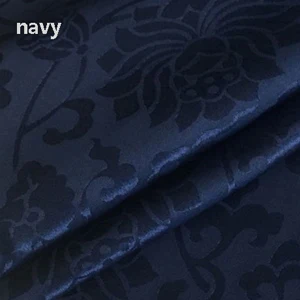 navy Креп шелк Шармез ткань Винтаж лотоса цветочный вечернее платье Материал 100 см* 114 см - Цвет: navy