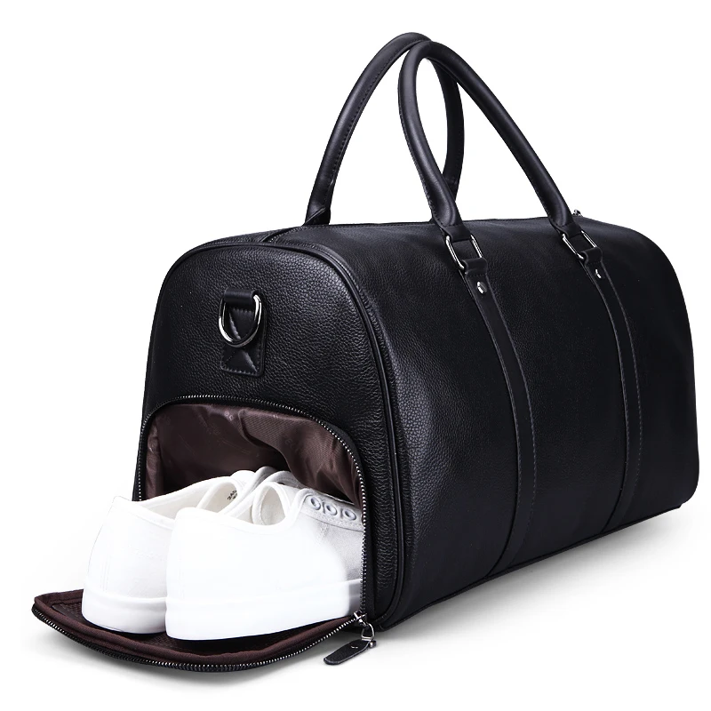 

New 100% Genuine Real Leather Travel Bags for Men Large Capacity Portable Male Shoulder Bags Luxury Brand Vintage Travel Duffle