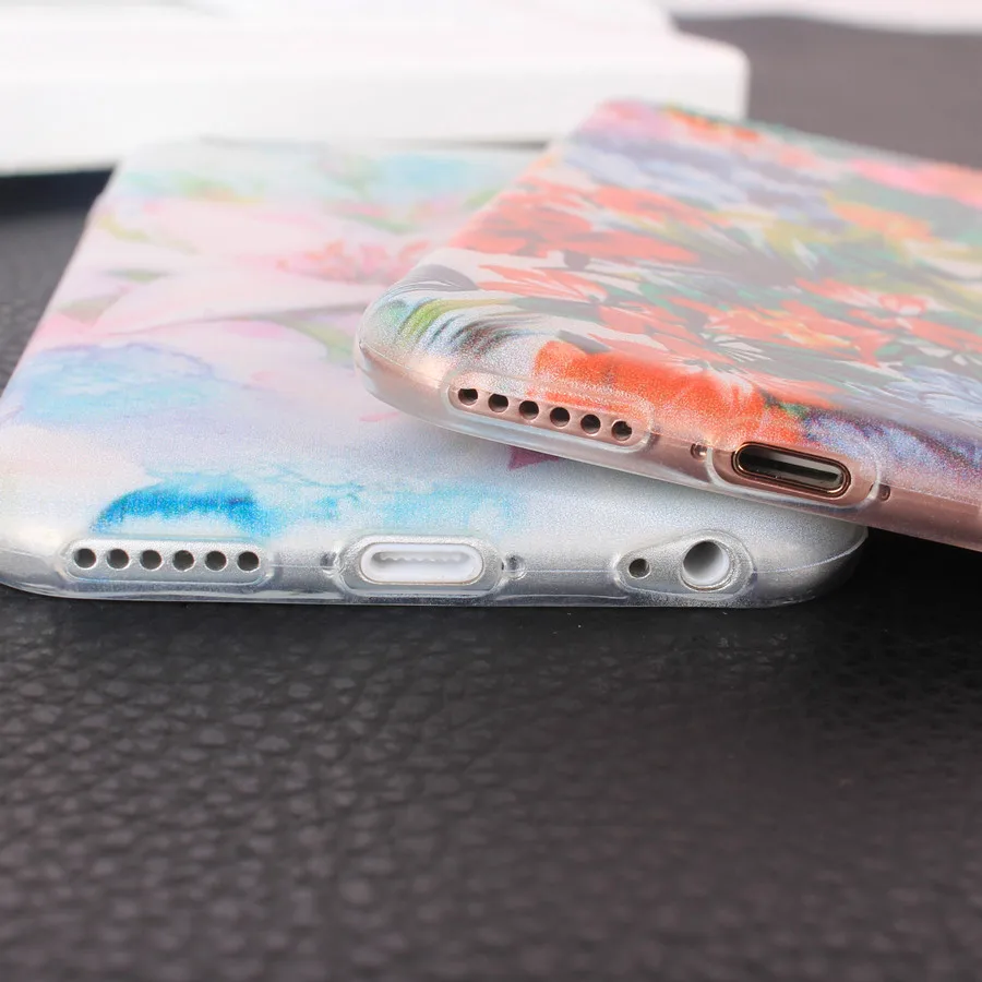 Чехол для iPhone 6 мягкие силиконовые чехлы с цветочным принтом и листьями
