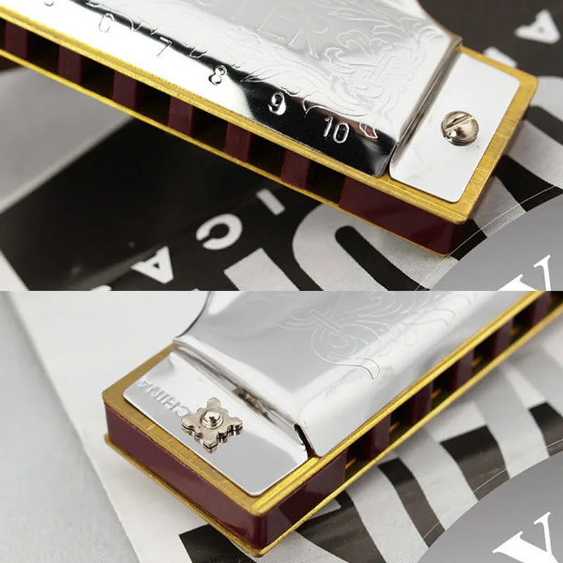 Сузуки Фолкмастер 1072 Гармоника Стандарт Начинающего Уровня Диатоническая Блюзовая Гайта 10 Дырок A B C D E F G Ab Bb Db Eb F# Музыкальный Инструмент