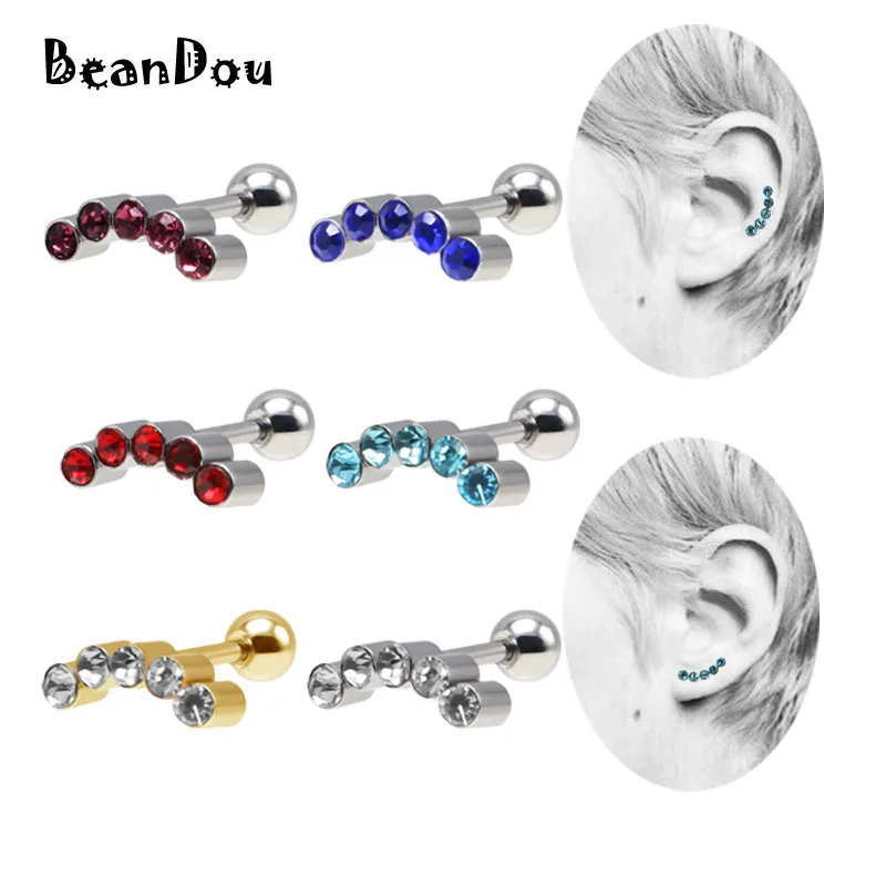 2 шт. многофункциональные серьги гвоздики с хрящами из титанового кристалла