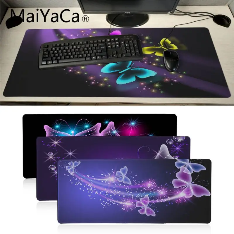 Игровые коврики MaiYaCa для геймеров светло фиолетовые голубые бабочки коврик мыши
