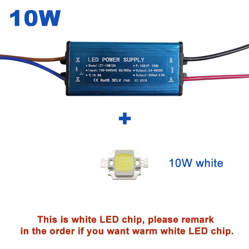 10W and LED Chip 50 Вт 100 Вт Высокая мощность с драйвером постоянного тока для светодиода водонепроницаемый IP65 источник питания AC110-265V вход для прожектора DC20-40V выход - Цвет: 10W and LED Chip
