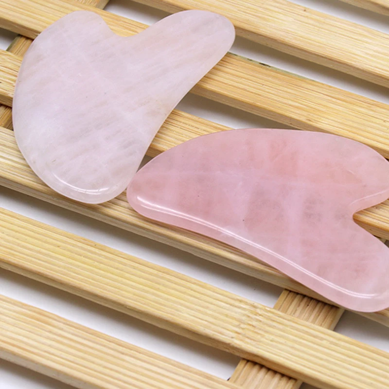 Массажер для лица Gua Sha Board Beeswax Scrape Therapy розовый КВАРЦЕВЫЙ Спа ухода за кожей