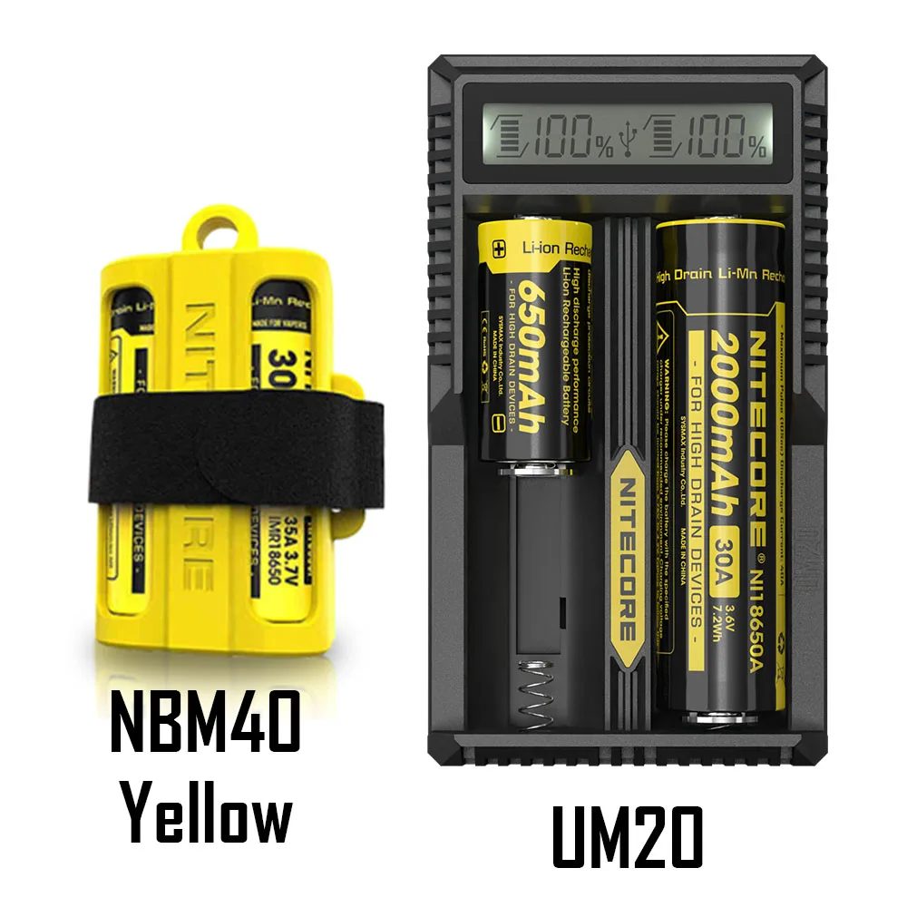 UM20 Yellow NBM40 NITECORE UM20 цифровой Смарт USB литиевая Батарея Зарядное устройство ЖК-дисплей Li-Ion IMR 18650 14500 16340 Зарядное устройство Батарея - Цвет: UM20 Yellow NBM40