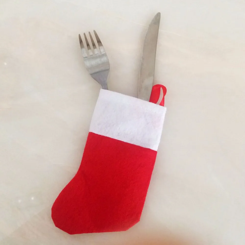 50 Шт./лот Красный Мини Рождественский Чулок Декор Носки Дизайн Творческий Посуда