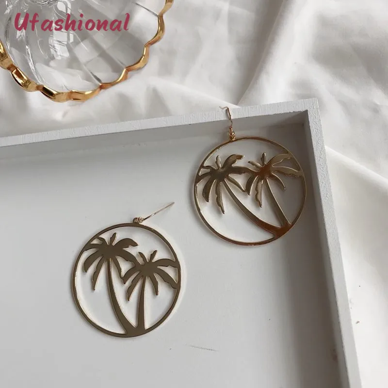 Длинные висячие серьги букле Oreille Европейская мода бижутерии кокосовое подвеска