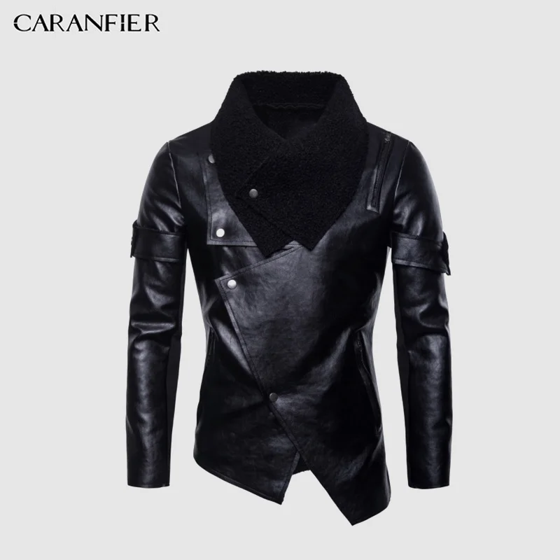 Мужские кожаные куртки CARANFIER осенняя мотоциклетная куртка бомбер повседневная