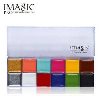 01 Palette Бренд imagic, 12 цветов, флеш-Палитра для тату, краска для лица, для тела, масляное размазывание, стойкий блеск, краска для тела, тату для лица, инструмент для макияжа, художественный инструмент - Цвет: 01 Palette
