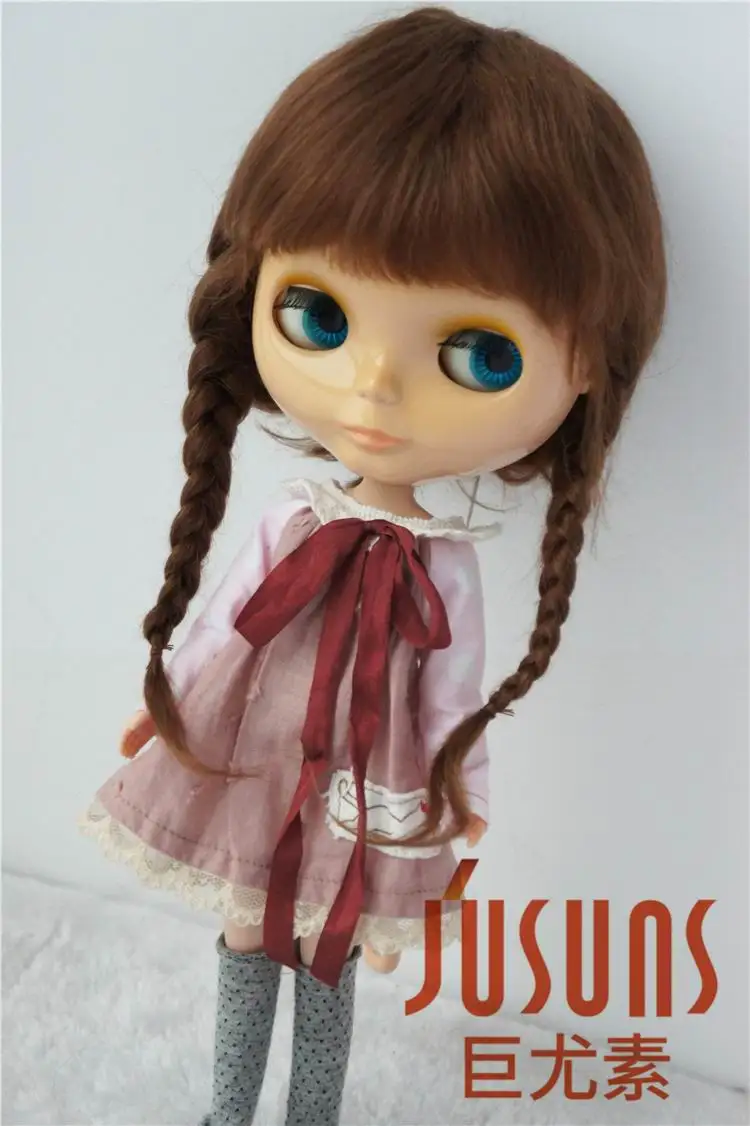 Light Brown M11 JD018 10-11 дюймов мохер парики Красивая Ана две косы BJD кукла парик Мода Кукла волосы - Цвет: Light Brown M11