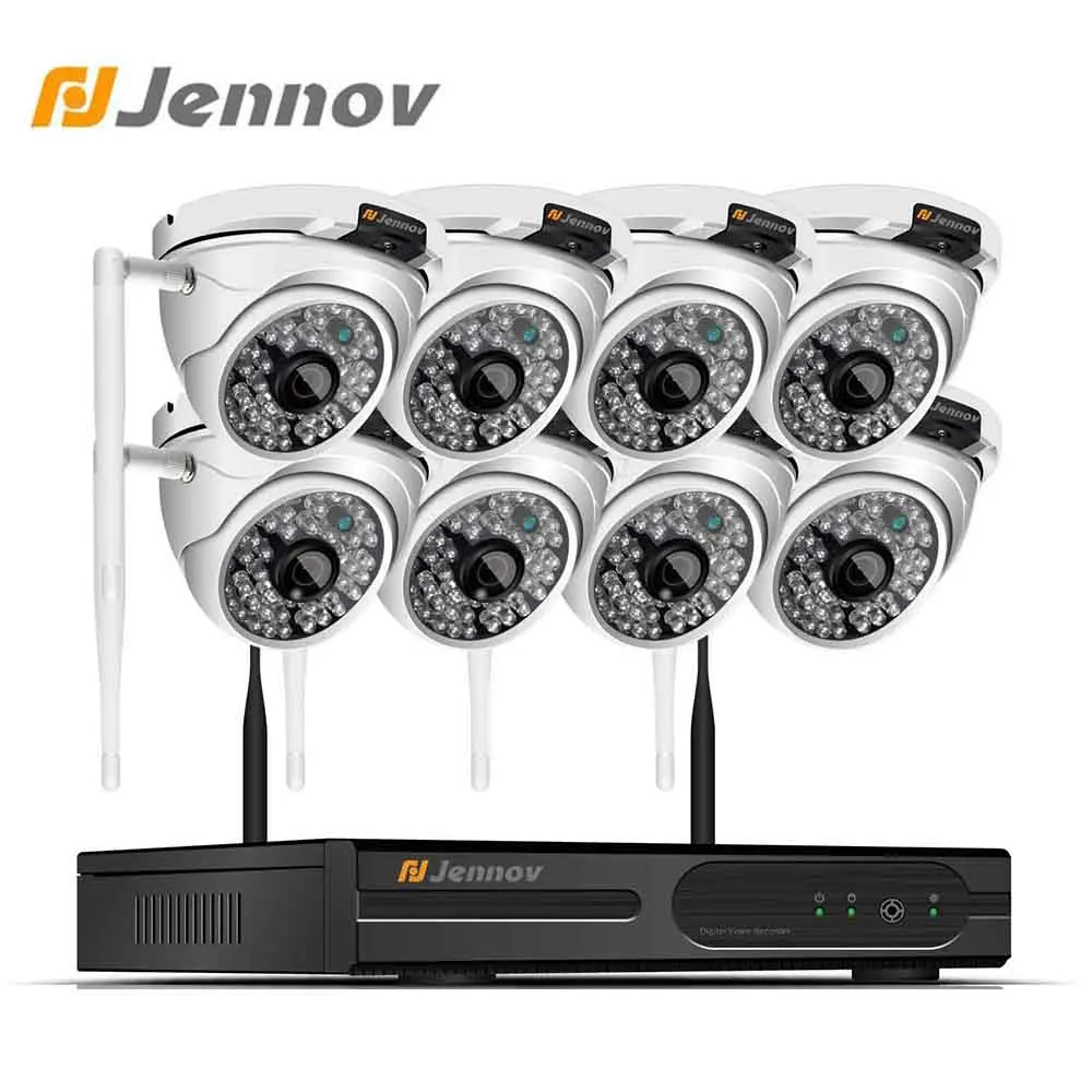 Jennov 8CH HD Беспроводная NVR система видеонаблюдения с 2MP 1080P уличная Водонепроницаемая камера IP wifi IP66 камера s домашняя CCTV