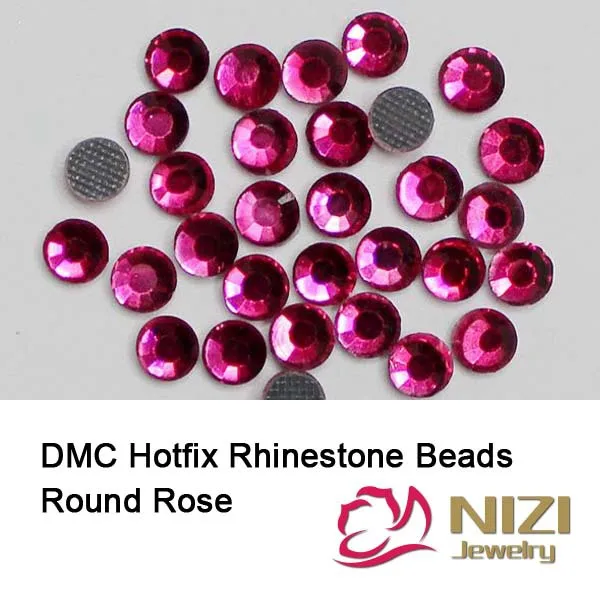 Розовые круглые хрустальные стразы с горячей фиксацией для модного украшения