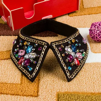 New Black beading fake false collar for women punk detachable collars for choker Rhinestone Beads Sewing apparel accessories 1