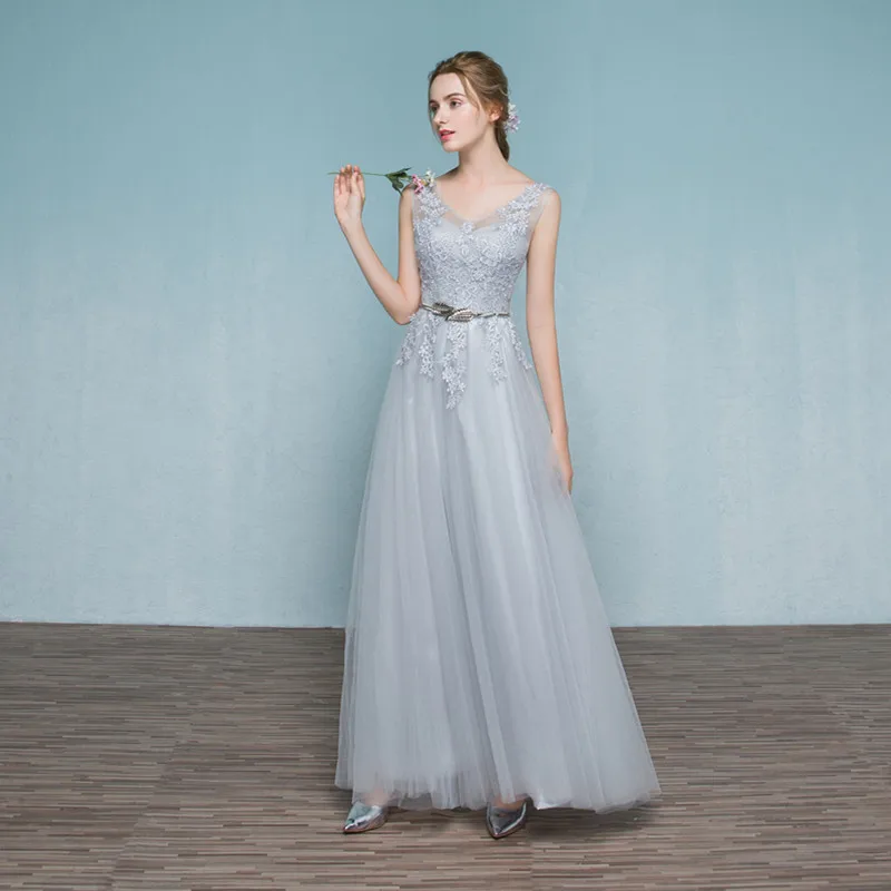 Vestidos Де Novia Новый Сексуальный Серый Длинные Платья Выпускного Вечера 2017 кружева
