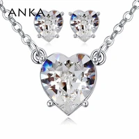 anka cute charm women heart stud earrings and necklace made with crystals from austria fashion jewelry sets best gift 123849
