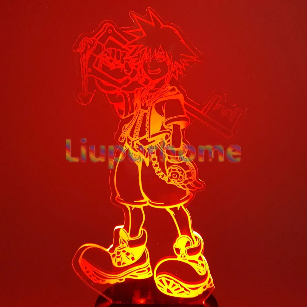 Kingdom Hearts Sora 3D визуальная Иллюзия светодиодный ночной Светильник для дома Рождественский подарок-украшение