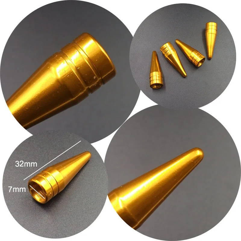 4pcs Golden Universal Long Spiked Car Wheel Tire Valve Air Stem Dust Caps Cover Truck Auto Vehicle Motorcycle Bicycle Accessory |