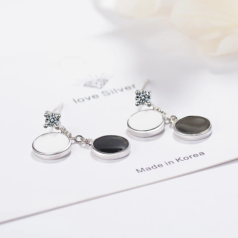 Женские круглые серьги JYouHF белые и черные с покрытием из белого золота ювелирные