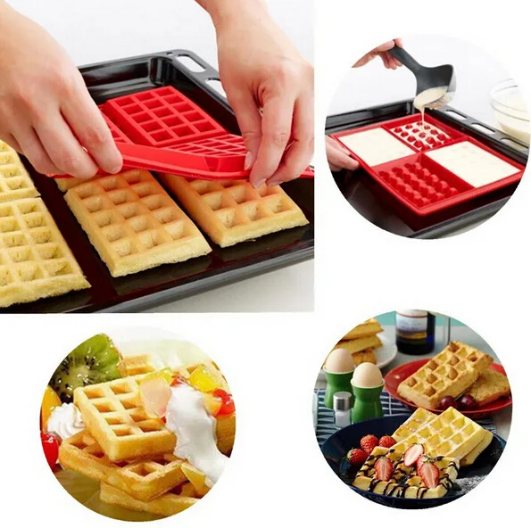1pcs Heart And Square 4-Cavity Waffles Cake Mold Chocolate Pan Silicone Molds Baking Cooking Tools Kitchen Accessories Supplies | Дом и сад