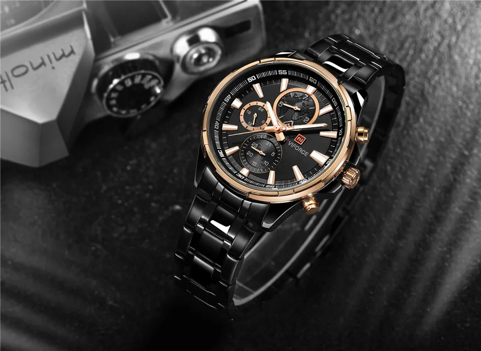 Часы NAVIFORCE мужские армейские кварцевые спортивные полностью стальные|masculino|masculinos