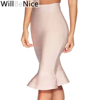 willbenice 2019 new arrival nude mermaid fishtail high waist knee length bandage pencil skirts