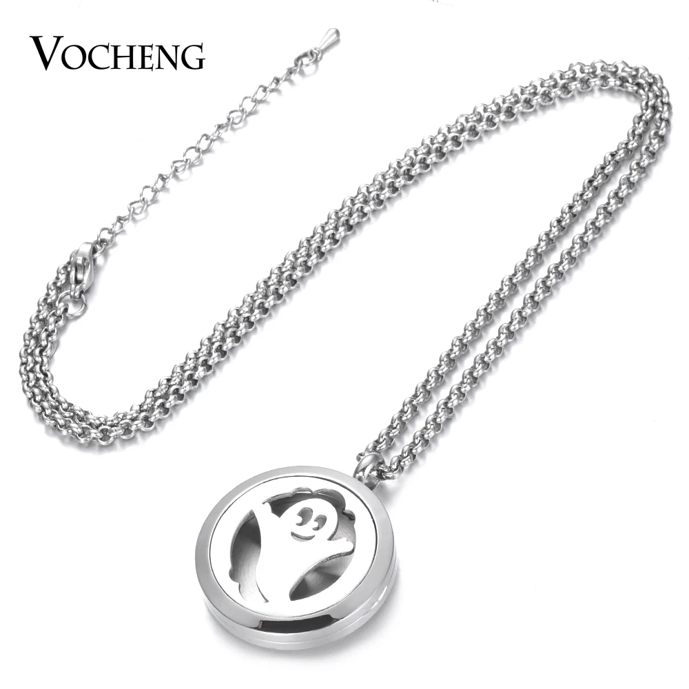 

10pcs/lot Perfume Diffuser Locket Necklace Halloween 316L Stainless Steel Pendant Magnetic 30mm without Felt Pad VA-739*10