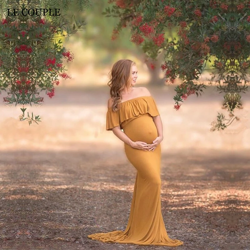 Le Couple хлопковые платья для беременных с оборками фотосессии эластичные|maternity