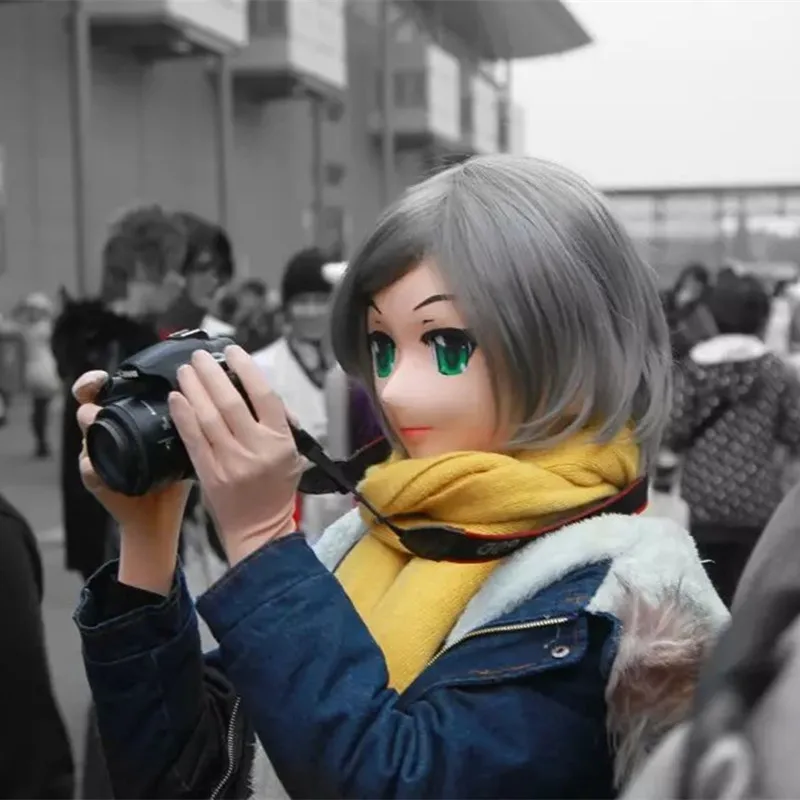 

Kigurumi Face Cosplay Silicone Half Head Masks Eyes Color Can Customized Japanese Anime Role Kigurumi Mask Handemade