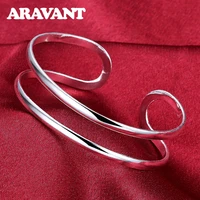 925 silver flat bangles for women wedding fashion silver cuff bracelet jewelry gifts