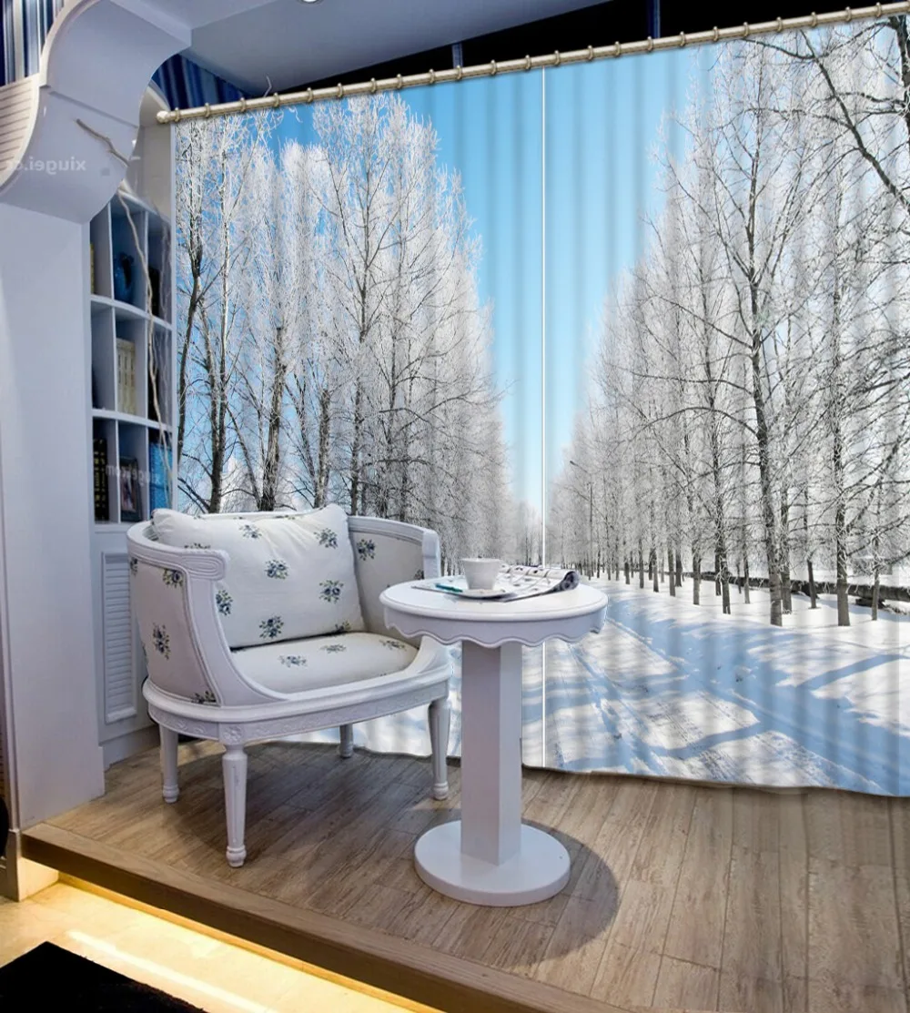 

Korean Romantic 3D Blackout Curtain For Living room snow landscape Curtains For The Bedroom Curtains Blackout