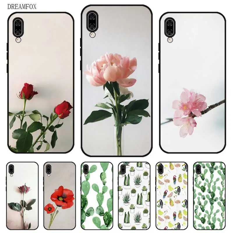N278 Cactus Watercolour Black Silicone Case Cover For Huawei Honor 6A 6C 6X 7C 7X 8 Lite Pro |