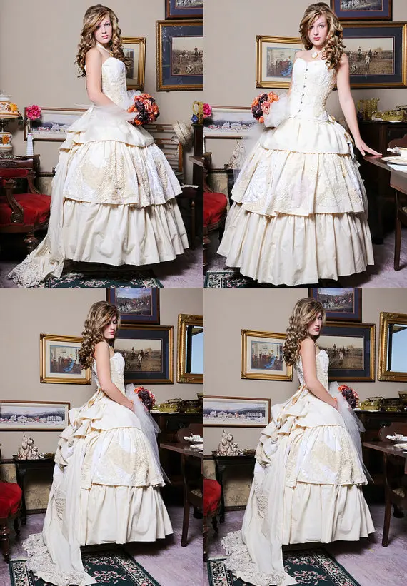 1860S Викторианский готический корсет/Гражданская война Южный Белль бальное