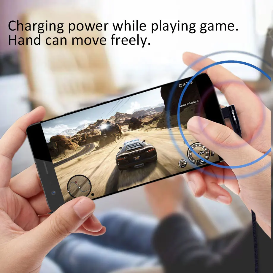 Olaudem мобильный телефон кабели микро-usb кабель быстрой зарядки Нейлон Micro USB 90