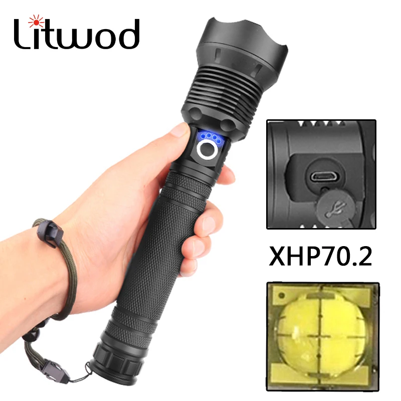 Z25Litwod 50000LM XLamp xhp70.2 самый мощный фонарик usb Zoom СВЕТОДИОДНЫЙ Фонарь xhp70 xhp50 18650 или 26650