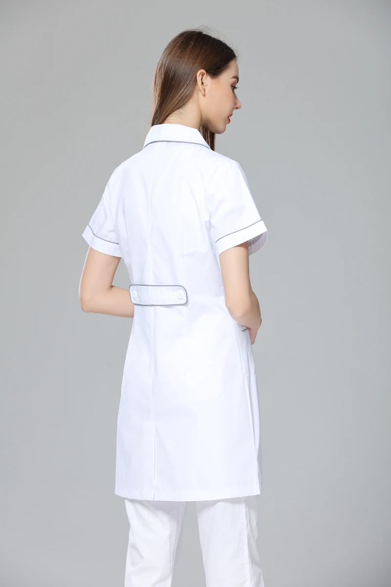 Женская летняя форма медсестры с коротким рукавом против морщин белая