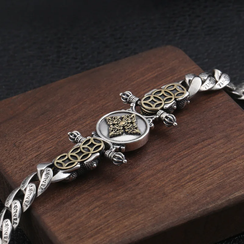 925 пробы, серебряный браслет Будды для мужчин, Vajra, Зодиак, мантра, удача, отважный солдат, вращающийся браслет, браслет, ювелирное изделие, подарки