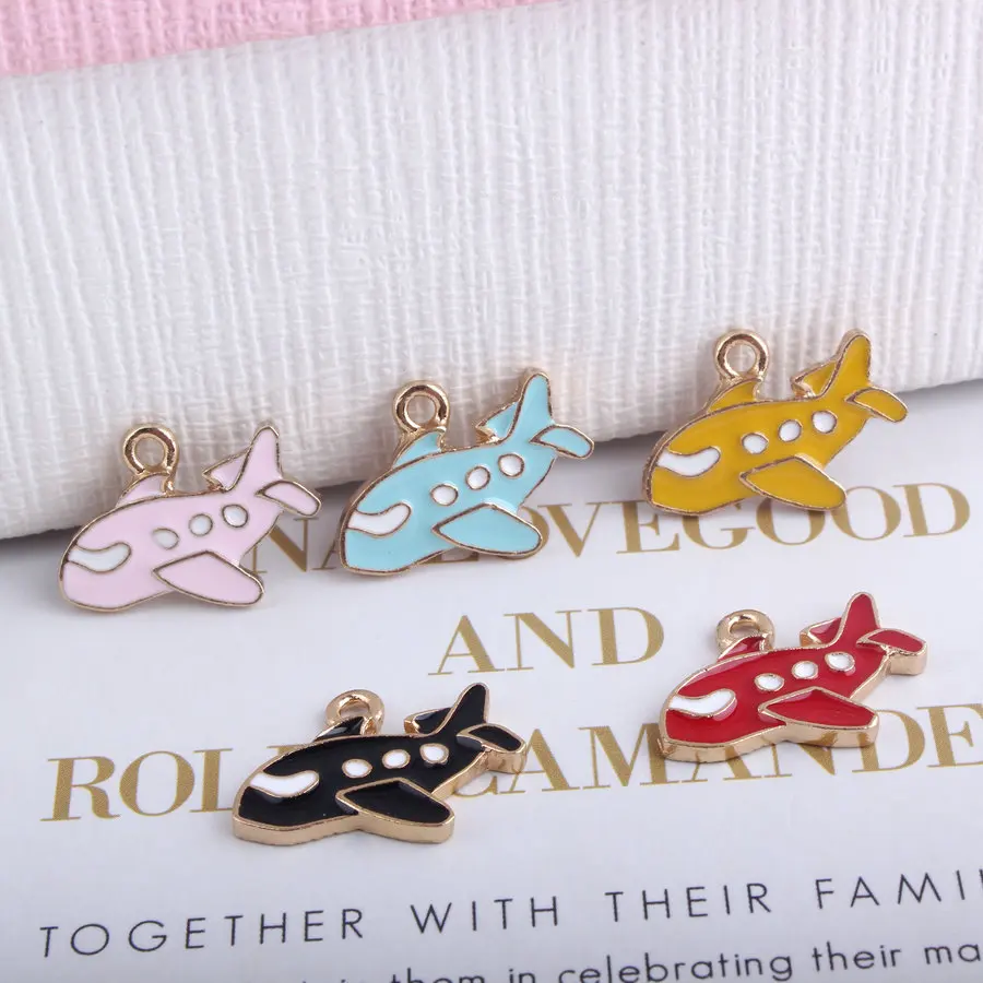 

10pcs/lot Fashion Zinc Alloy Metal Air Plane Enamel Charm Pendant for Earring Necklace Bracelet Making DIY Jewelry Findings