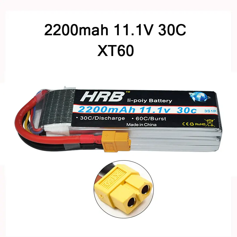 Hrb RC Lipo 1 S 2 S 3 S 4S 5S 3,7 V 7,4 V 11,1 V 14,8 V 18,5 V Батарея 1500 mah 2200 mah 3300 mah 4200 mah 5000 mah 5200 mah 6000 mah 10000 mah - Цвет: 3S 2200mah 30C XT60