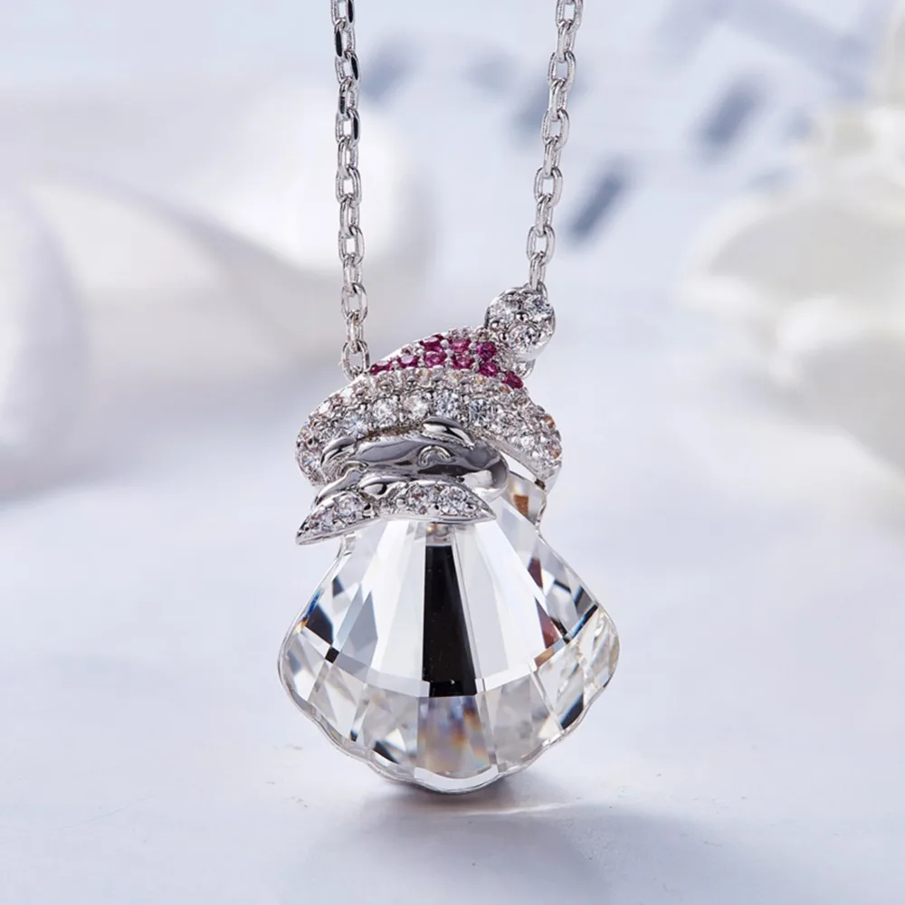 PANDA100 S925 Стерлинговое Серебро кристаллы от Swarovski ожерелья для женщин сердце