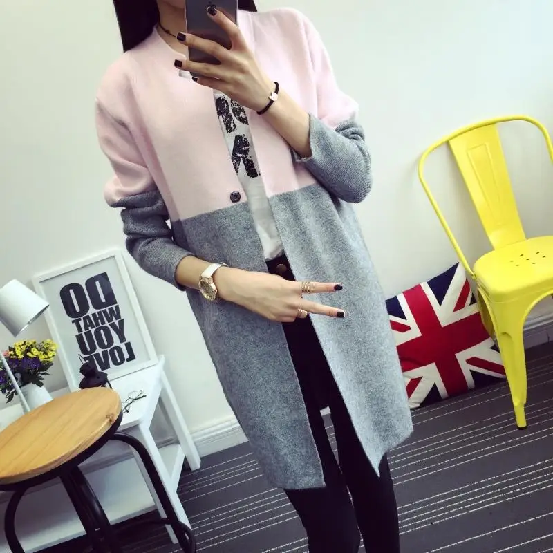 

OHCLOTHING Thickening New 2017 spring Autumn Fashion female Korean women jacket sweaters coat color in female long cardigan