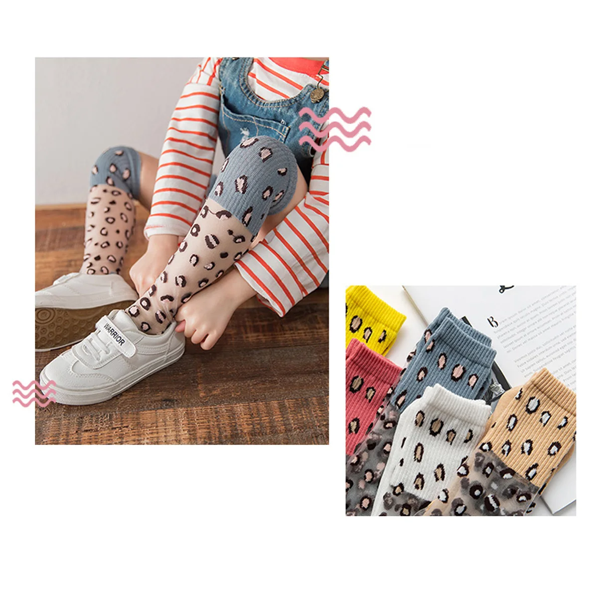 Brand Kids Girls Breathable Leopard Knee Stocking Fashion Soft Comfortable Mid Tube Stockings 6 Colors