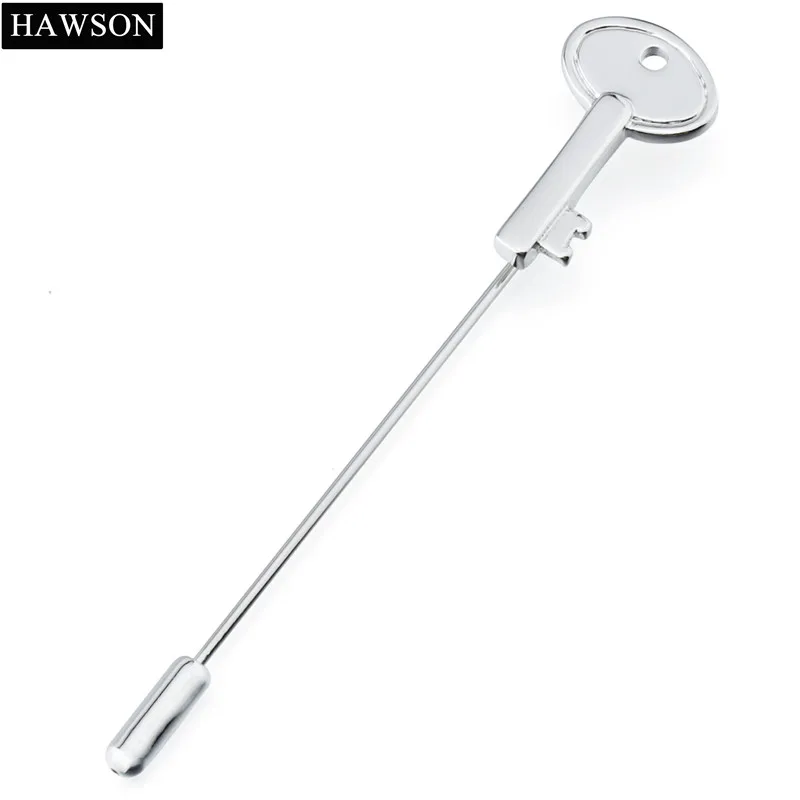 

Key Brooch Mens Wedding Shirt Jewelry Silver Color Metal Lapel Pin